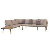 4pcs Garden Lounge Set and Cushions Solid Acacia Wood Brown