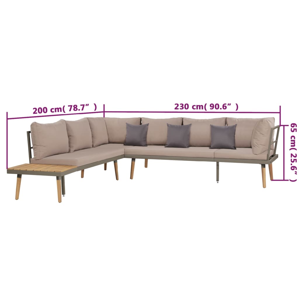 4pcs Garden Lounge Set and Cushions Solid Acacia Wood Brown