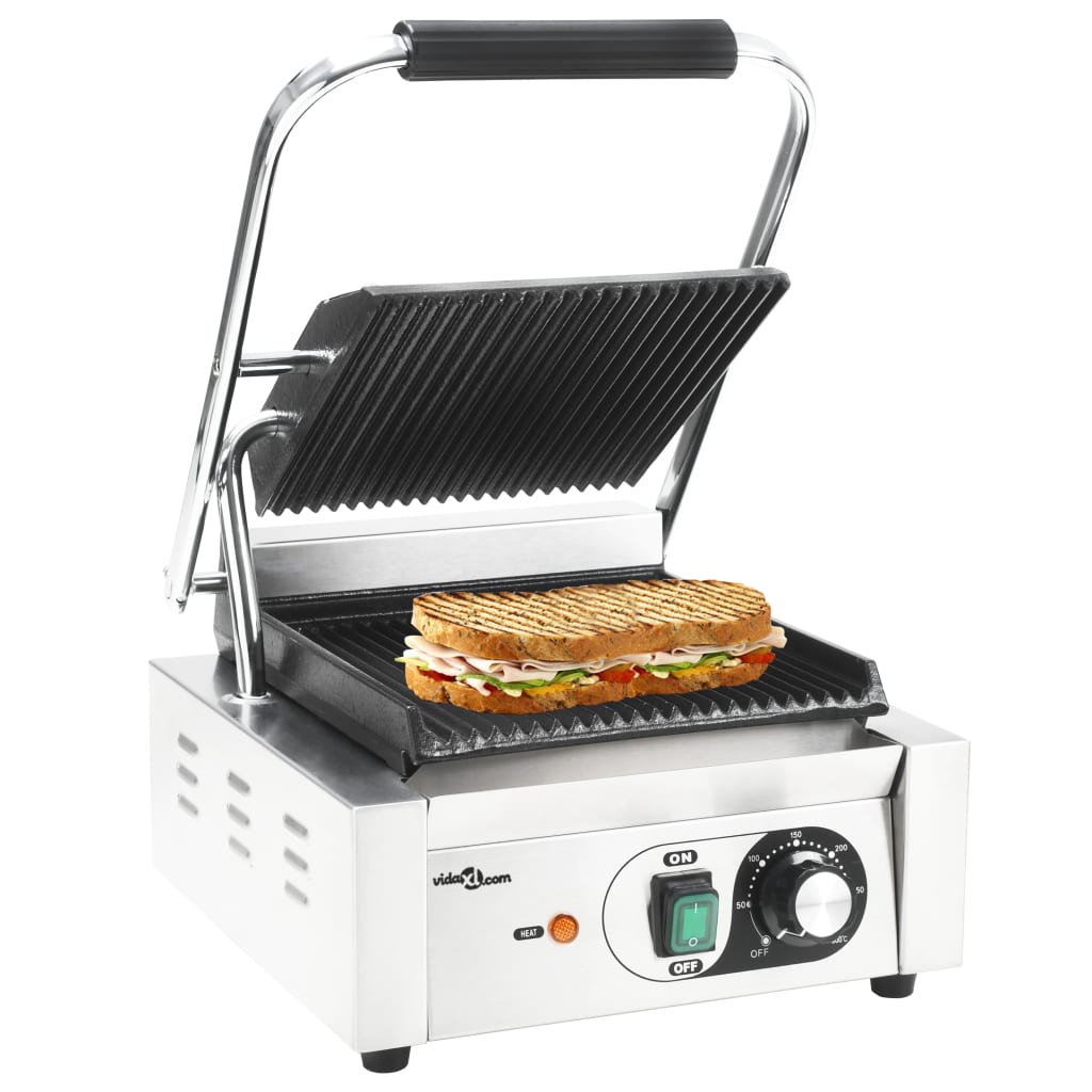 Gerillter Paninigrill aus Edelstahl, 1800 W, 31 x 30,5 x 20 cm