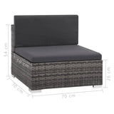 8-piece garden furniture set with cushions, Grey woven resin