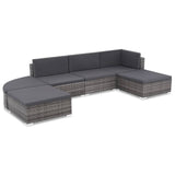 6-piece garden furniture set with grey woven resin cushions