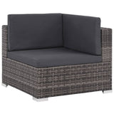 6-piece garden furniture set with grey woven resin cushions