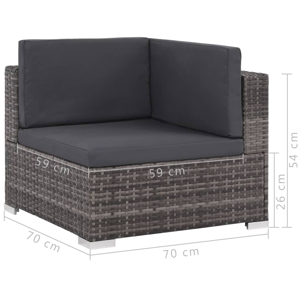 6-piece garden furniture set with grey woven resin cushions