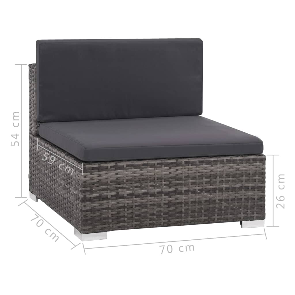 6-piece garden furniture set with grey woven resin cushions