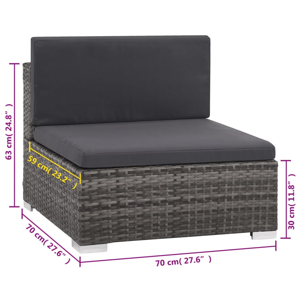 8-piece garden furniture set with grey woven resin cushions