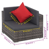 8-piece garden furniture set with grey woven resin cushions