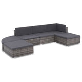 6-piece garden furniture set with grey woven resin cushions