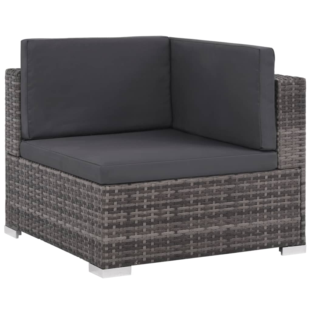 6-piece garden furniture set with grey woven resin cushions