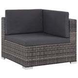 6-piece garden furniture set with grey woven resin cushions