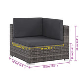 6-piece garden furniture set with grey woven resin cushions