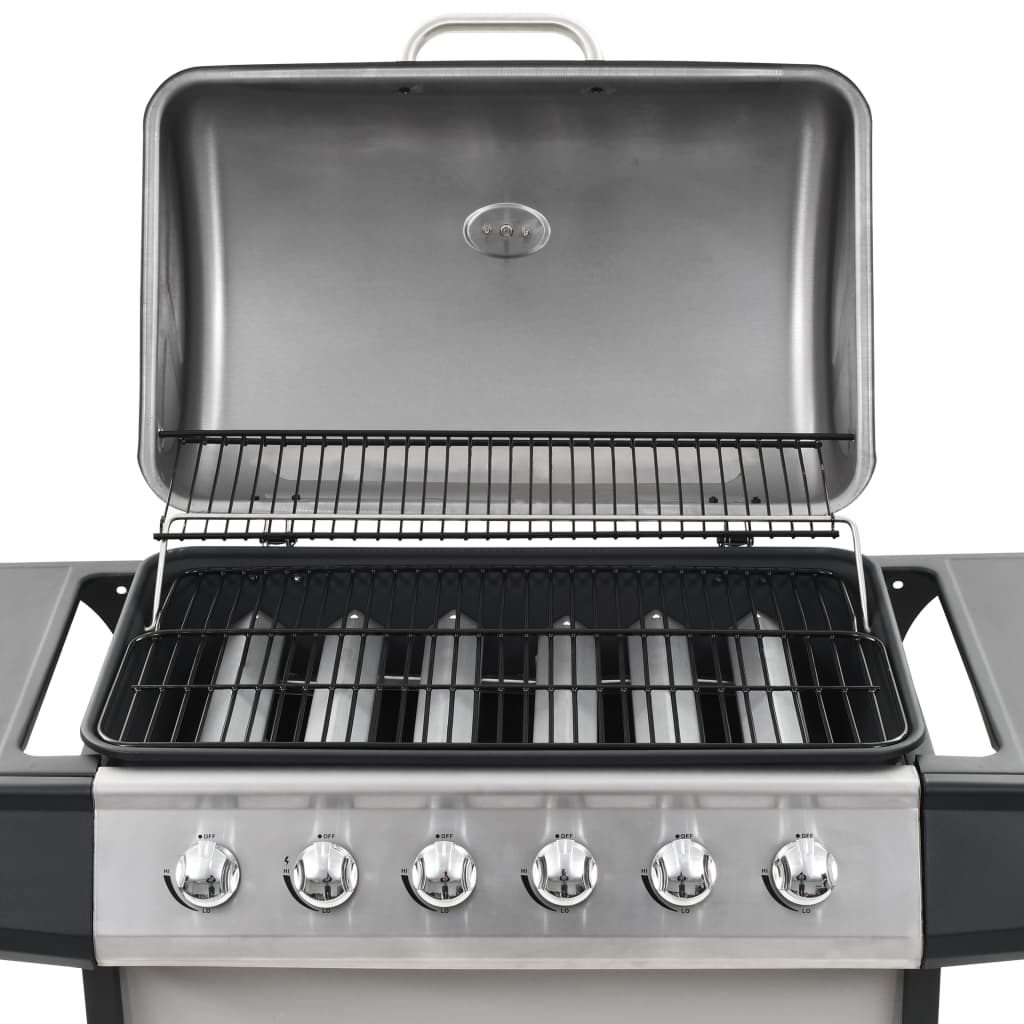 Barbecue au gaz avec 6 zones de cuisson Inox Argenté