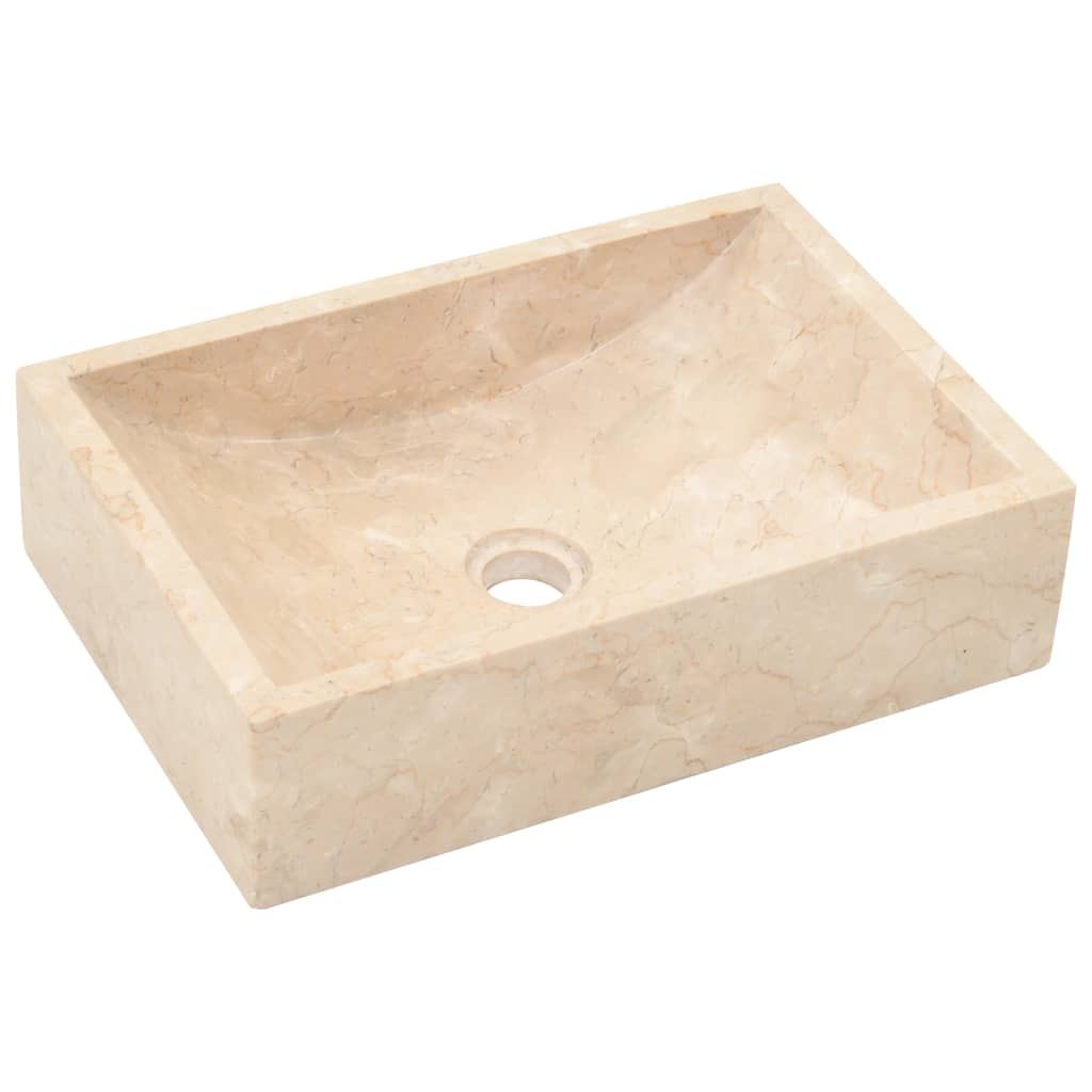 Waschbecken 45x30x12 cm glänzender cremefarbener Marmor