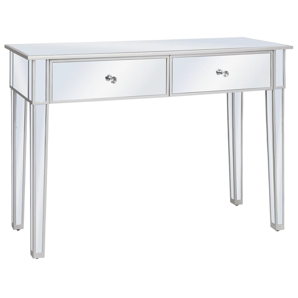 Table console miroir MDF et verre 106,5 x 38 x 76,5 cm