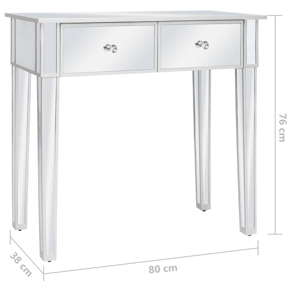 Spiegel-Schminktisch mit MDF- und Glashocker