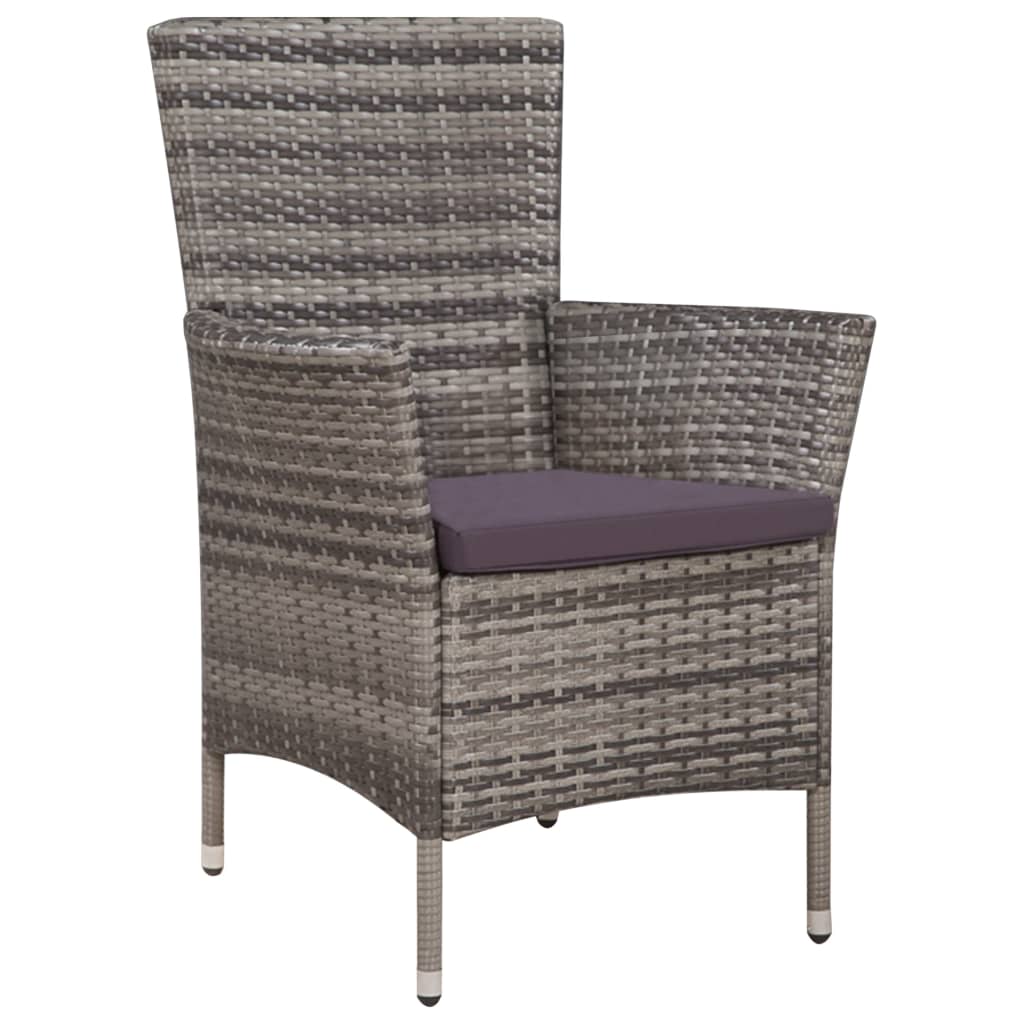 3 pcs Bistro Furniture Set Resin Wicker Grey