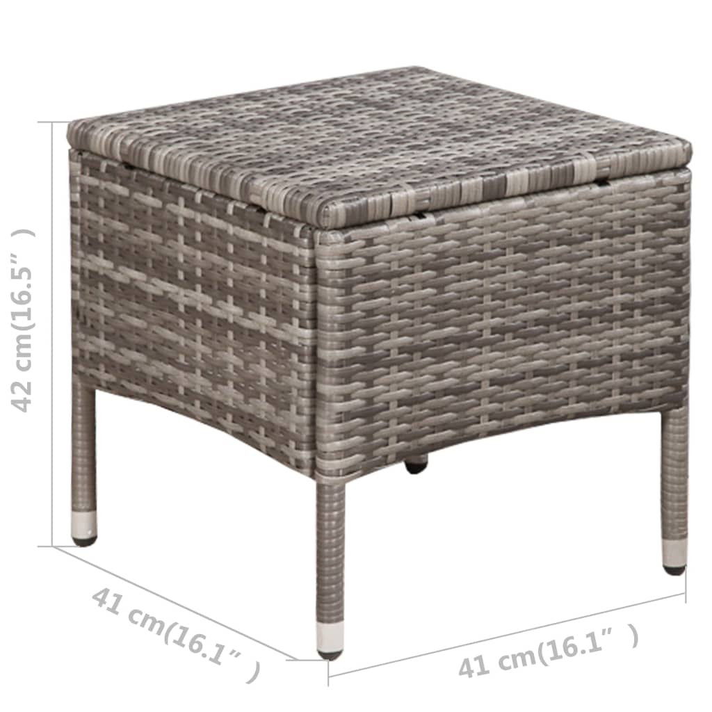 3 pcs Bistro Furniture Set Resin Wicker Grey