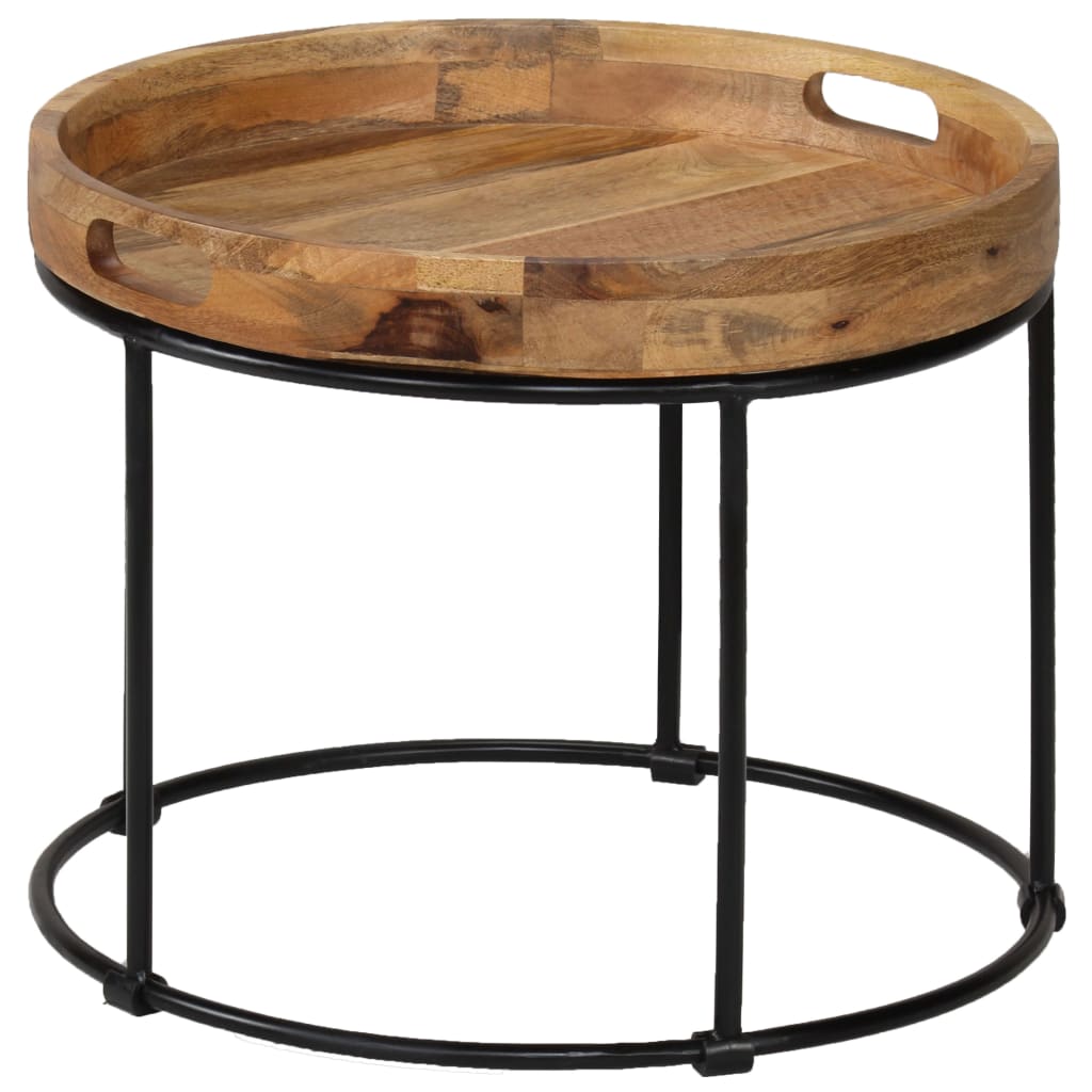 Table basse Bois de manguier massif et acier 50x40 cm