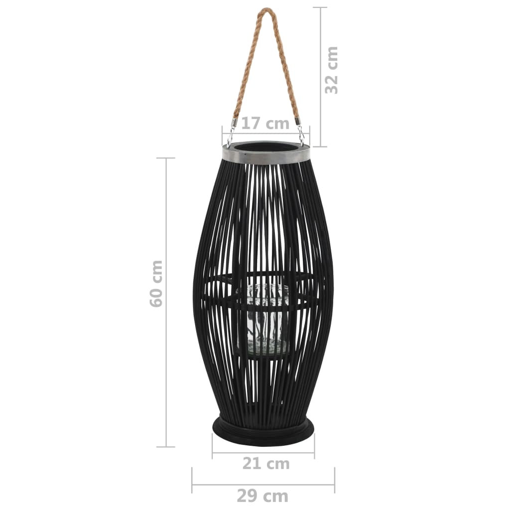 Bougeoir suspendu Bambou Noir 60 cm