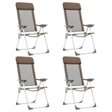 Chaises de camping pliables lot de 4 Marron Aluminium