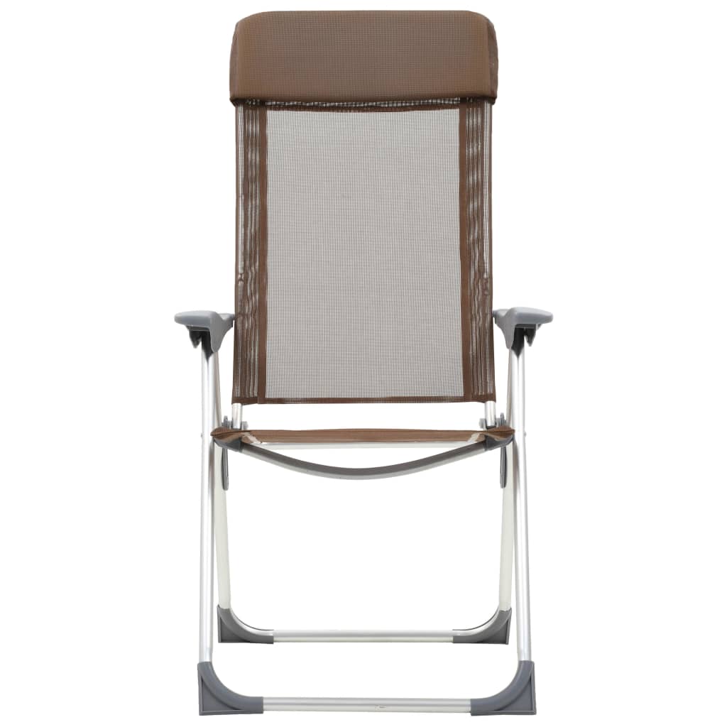 Chaises de camping pliables lot de 4 Marron Aluminium