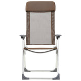 Chaises de camping pliables lot de 4 Marron Aluminium