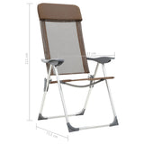 Chaises de camping pliables lot de 4 Marron Aluminium