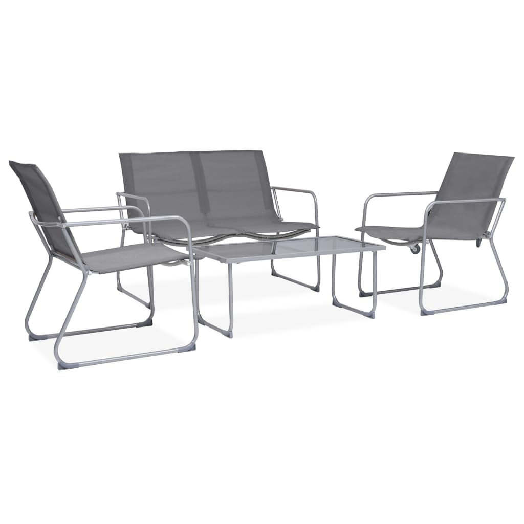 4-piece garden furniture set Fabric and steel Grey