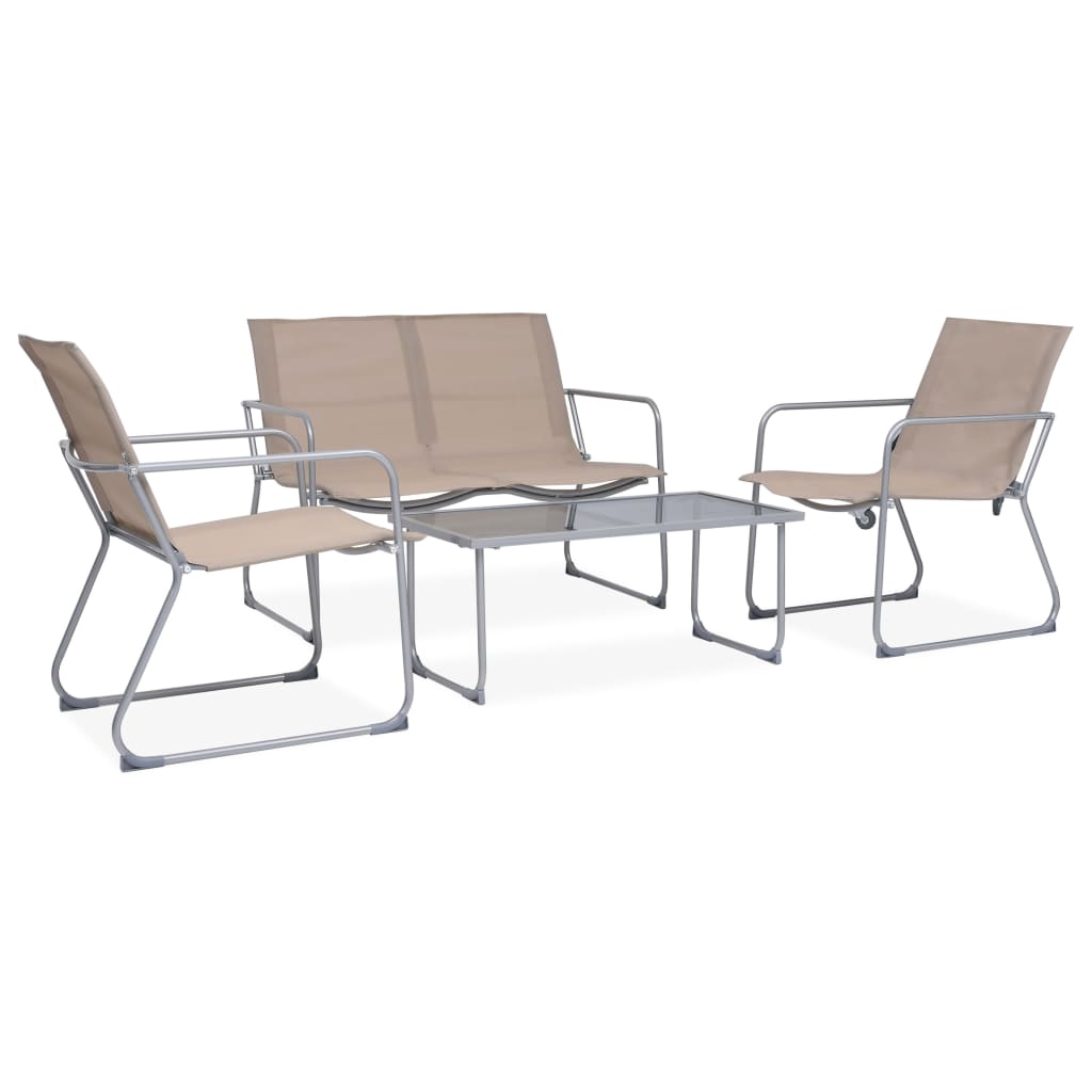 4-piece garden furniture set Fabric and steel Taupe