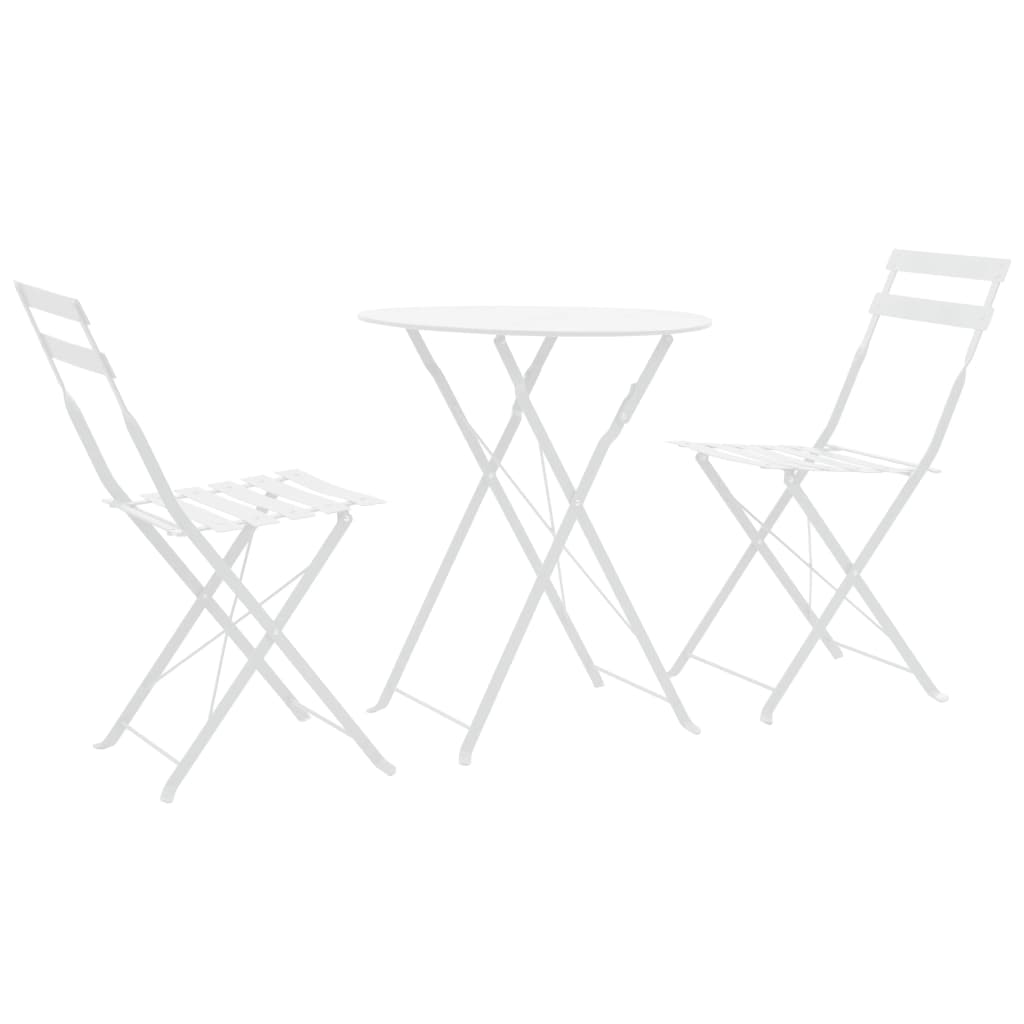 vidaXL Mobilier de bistro 3 pcs Acier Blanc