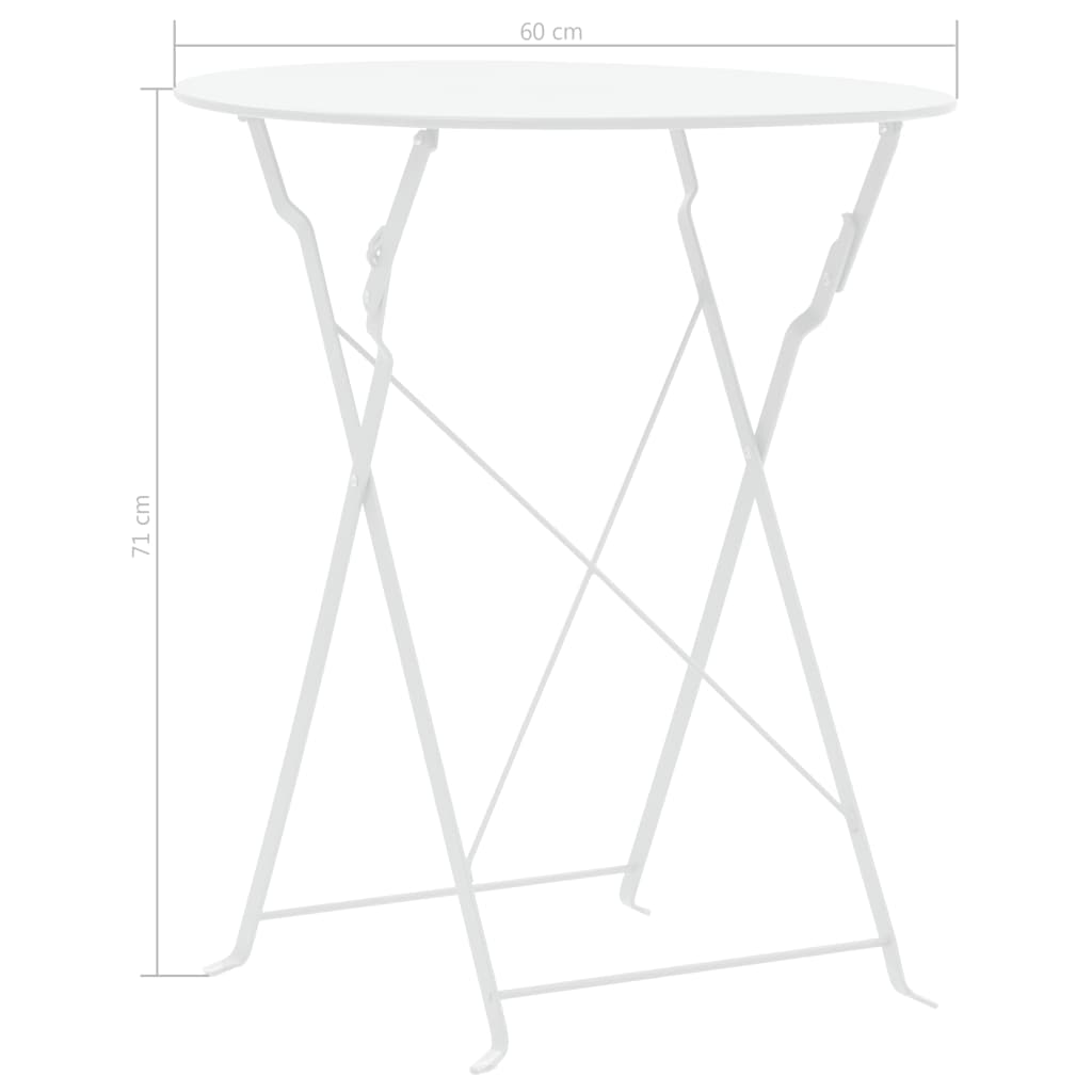 vidaXL Mobilier de bistro 3 pcs Acier Blanc