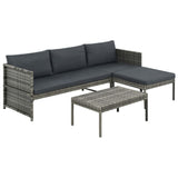 3-piece garden furniture set with cushions, Grey woven resin