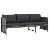 3-piece garden furniture set with cushions, Grey woven resin