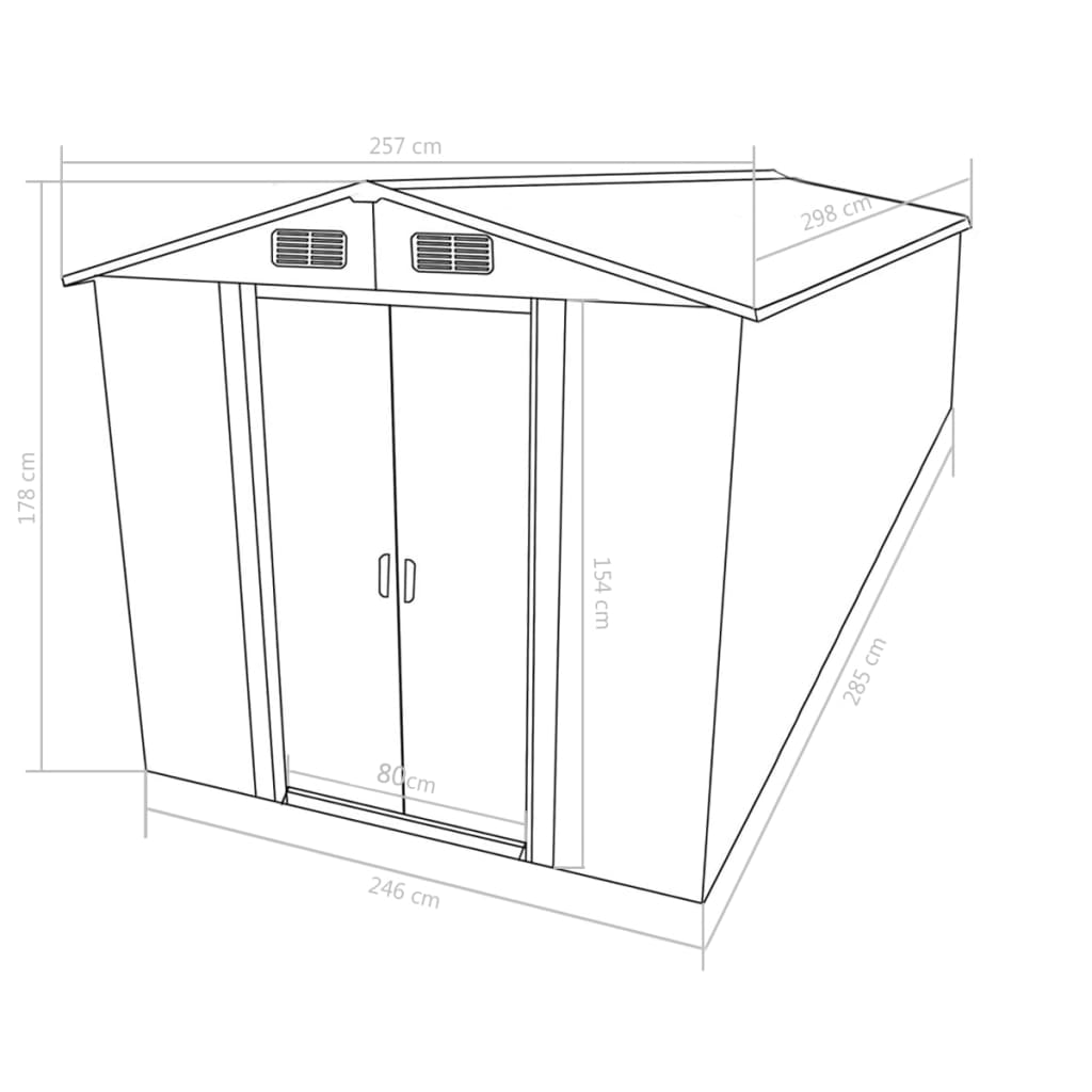 Abri de jardin 257x298x178 cm Métal Vert