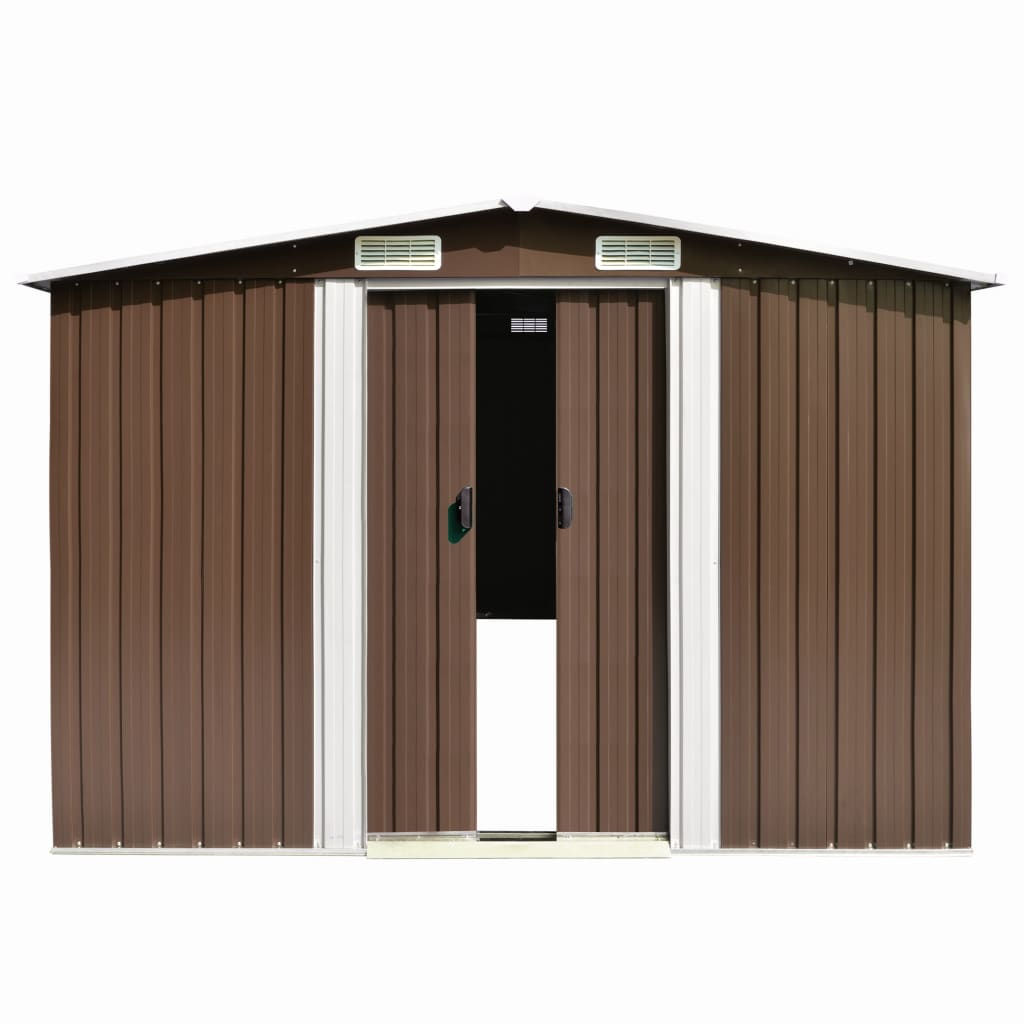 Garden shed 257x298x178 cm Brown metal