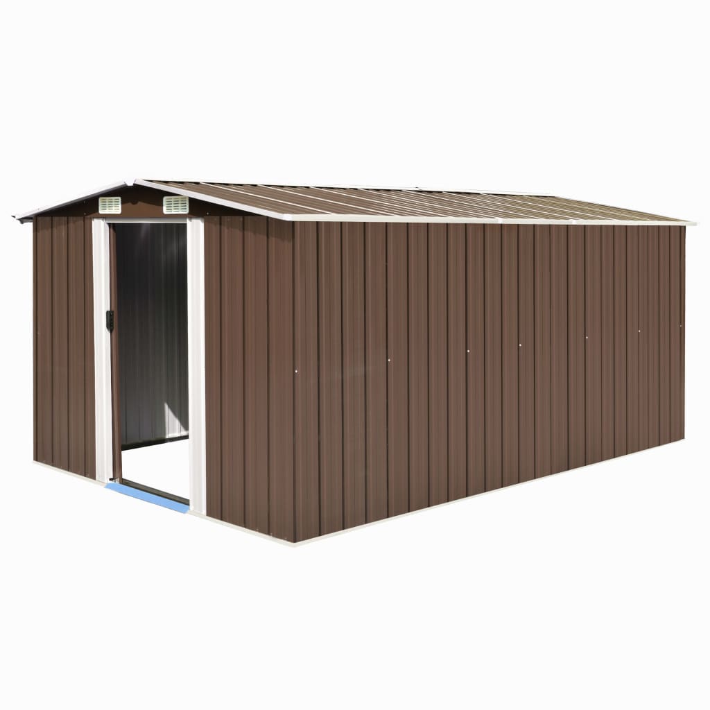 Garden shed 257x392x181 cm Brown metal