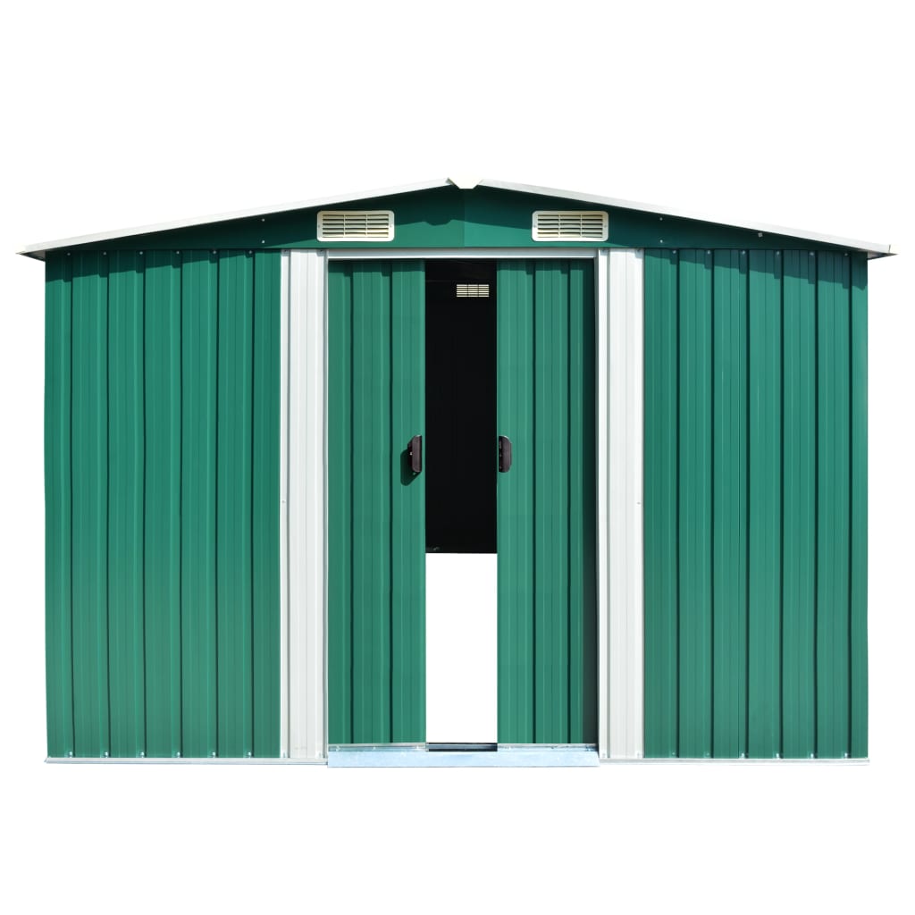 Garden shed 257x580x181 cm Green Metal