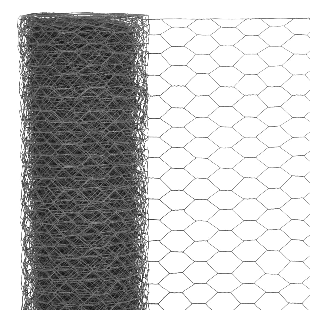 Steel mesh with PVC coating 25x0.5 m Grey