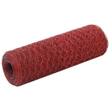 Steel mesh with PVC coating 25x0.5 m Red