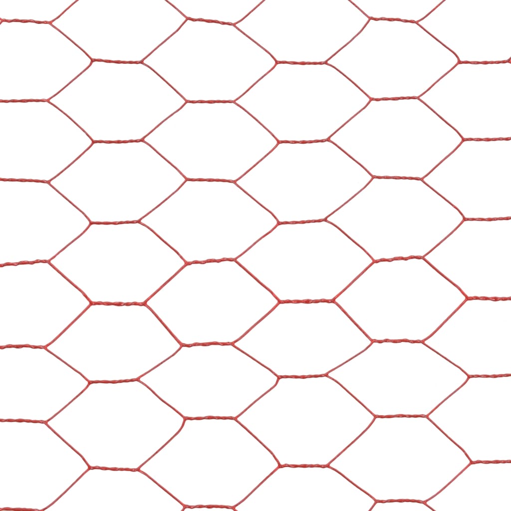 Steel mesh with PVC coating 25x0.5 m Red