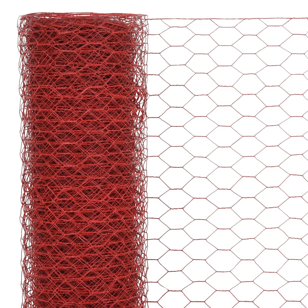 Steel mesh with PVC coating 25x1.2 m Red