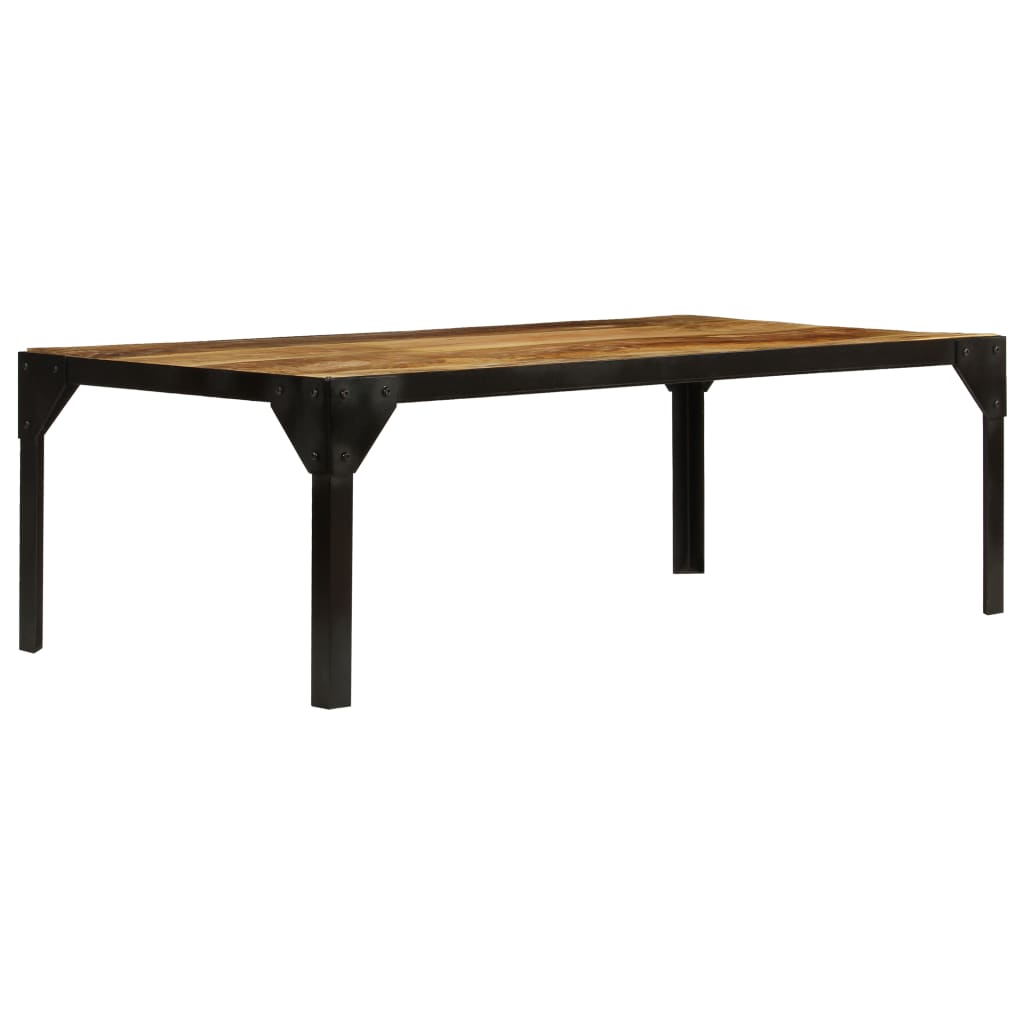 Coffee table Solid raw mango wood and steel 110 cm