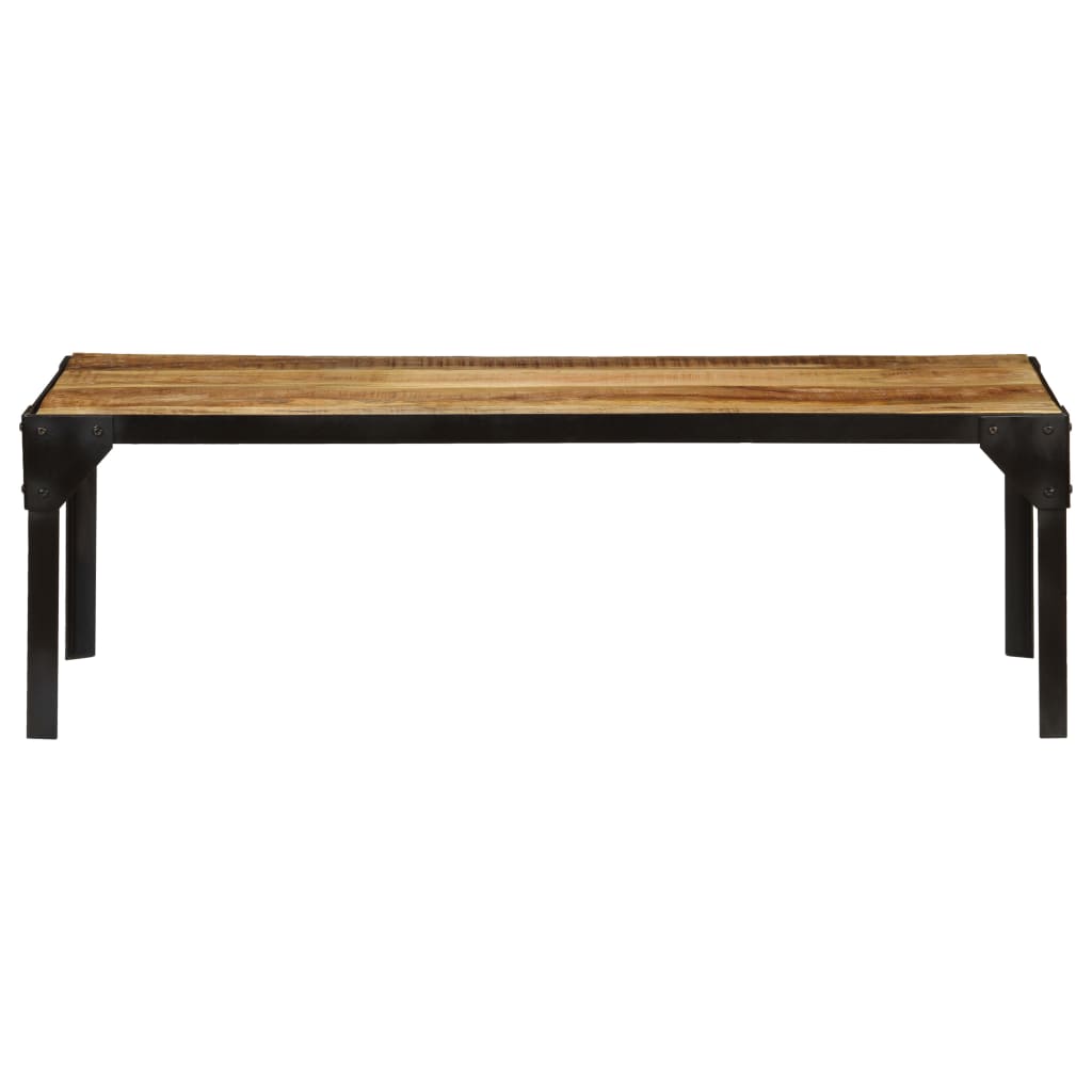 Couchtisch Massives rohes Mangoholz und Stahl 110 cm