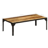 Coffee table Solid raw mango wood and steel 110 cm