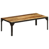 Coffee table Solid raw mango wood and steel 110 cm