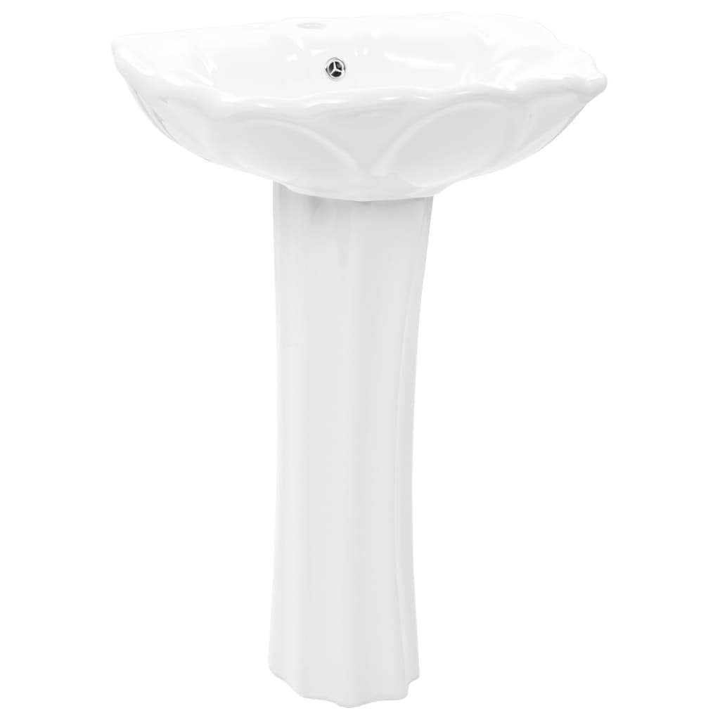 Lavabo autoportant avec socle Céramique Blanc 580x510x200 mm