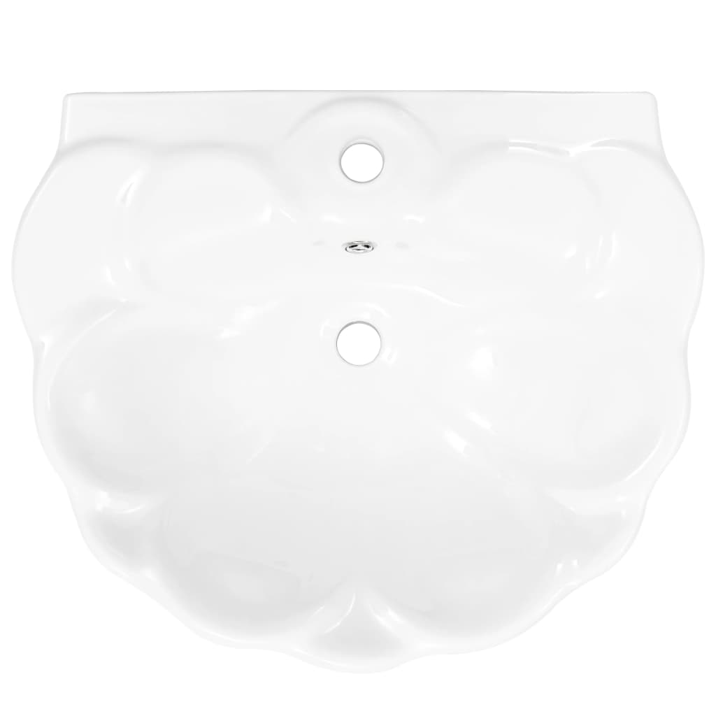 Lavabo autoportant avec socle Céramique Blanc 580x510x200 mm