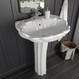 Lavabo autoportant avec socle Céramique Blanc 580x510x200 mm