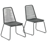 Chaises d'extérieur lot de 2 Résine tressée Noir