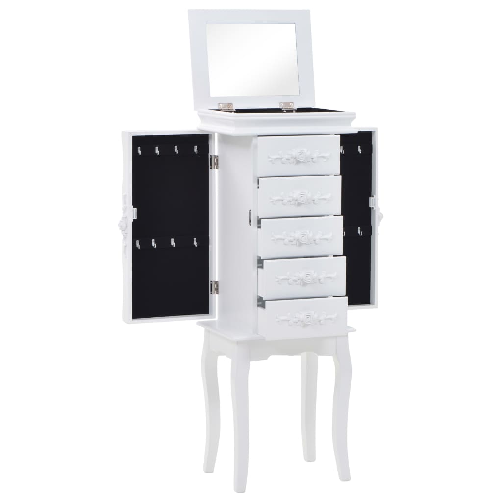 White jewelry cabinet on feet