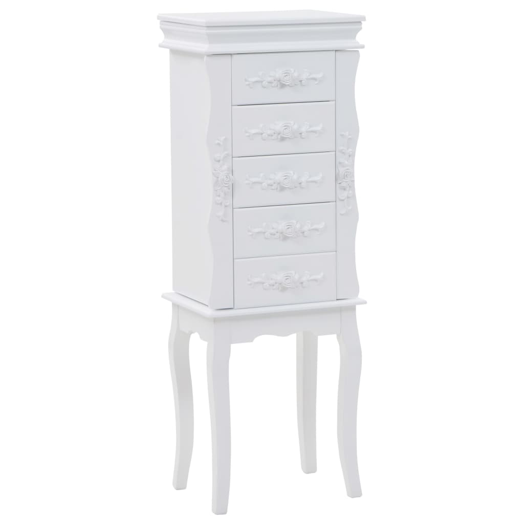 White jewelry cabinet on feet